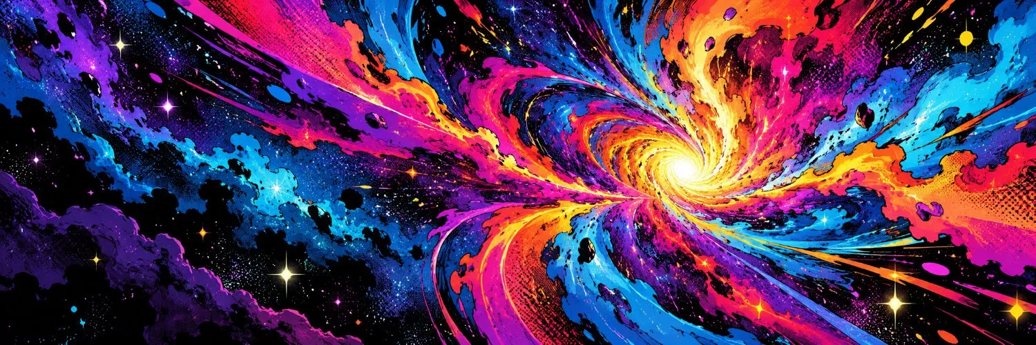 Esplosione di colori in stile fumetto: una galassia a spirale